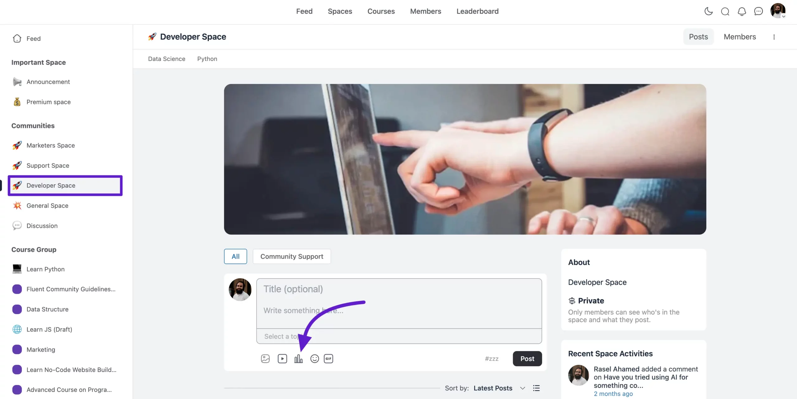 Creating a poll from within a Space