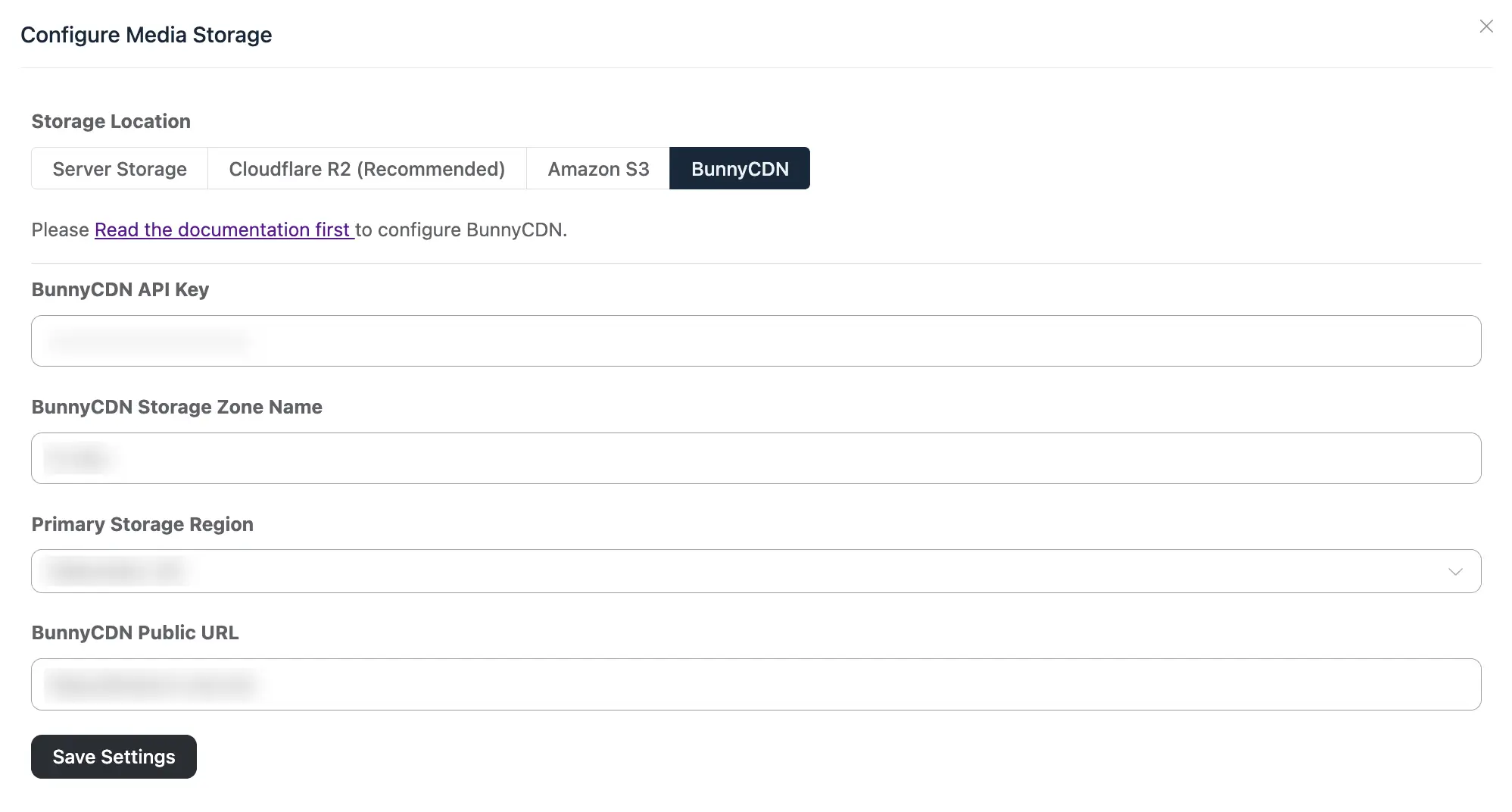 The BunnyCDN storage option