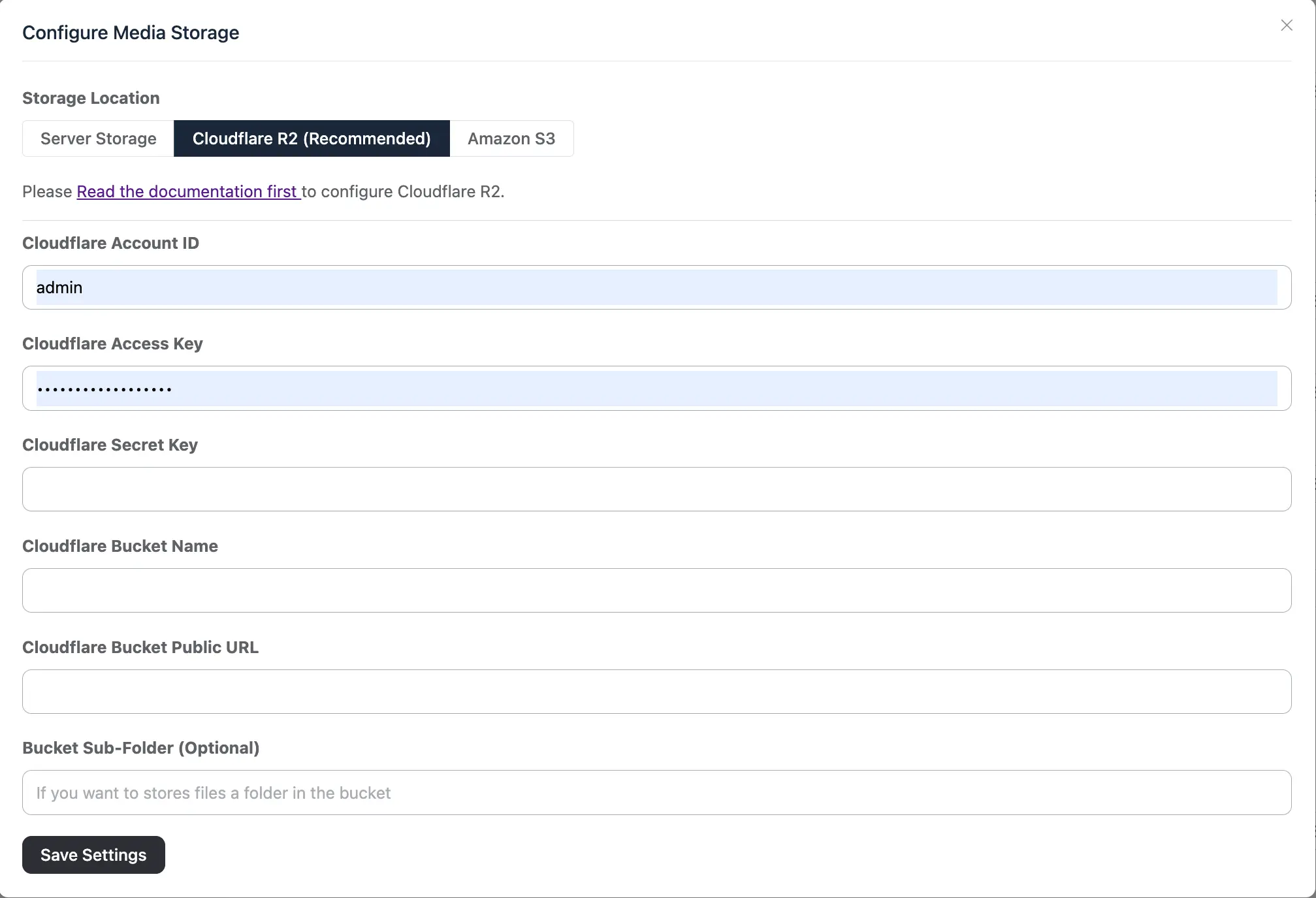 The Cloudflare R2 storage option