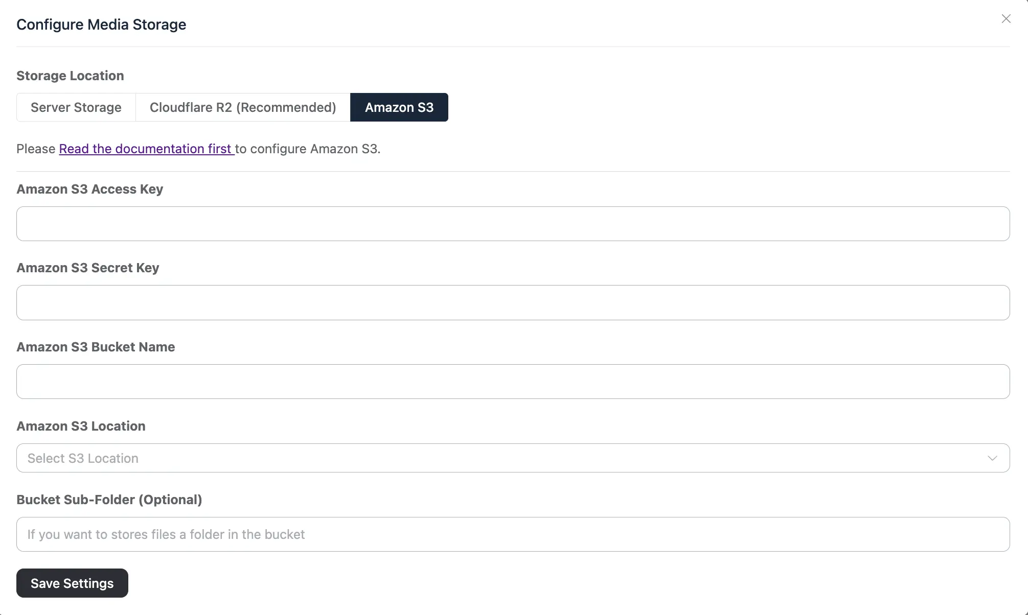 The Amazon S3 storage option