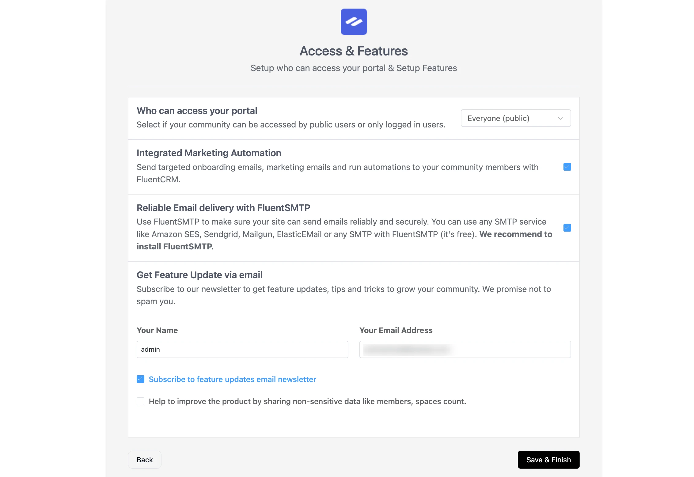 Onboarding Settings