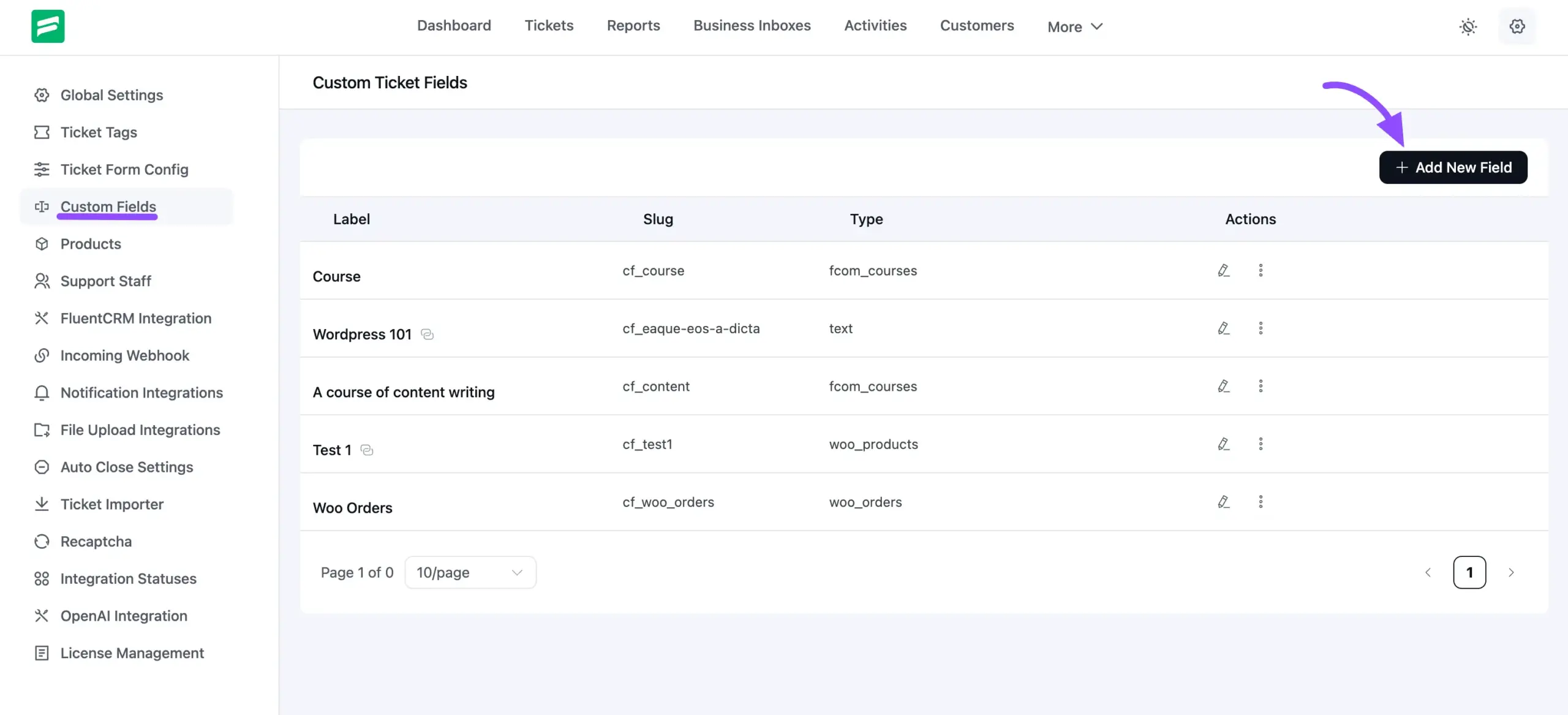 Adding a new custom field in Fluent Support