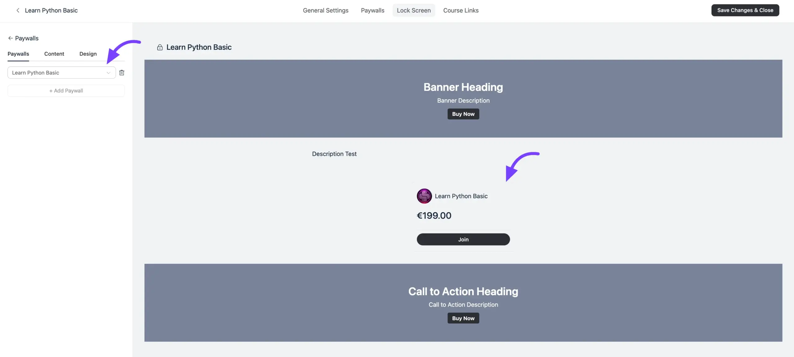 Editing the paywall block content and design