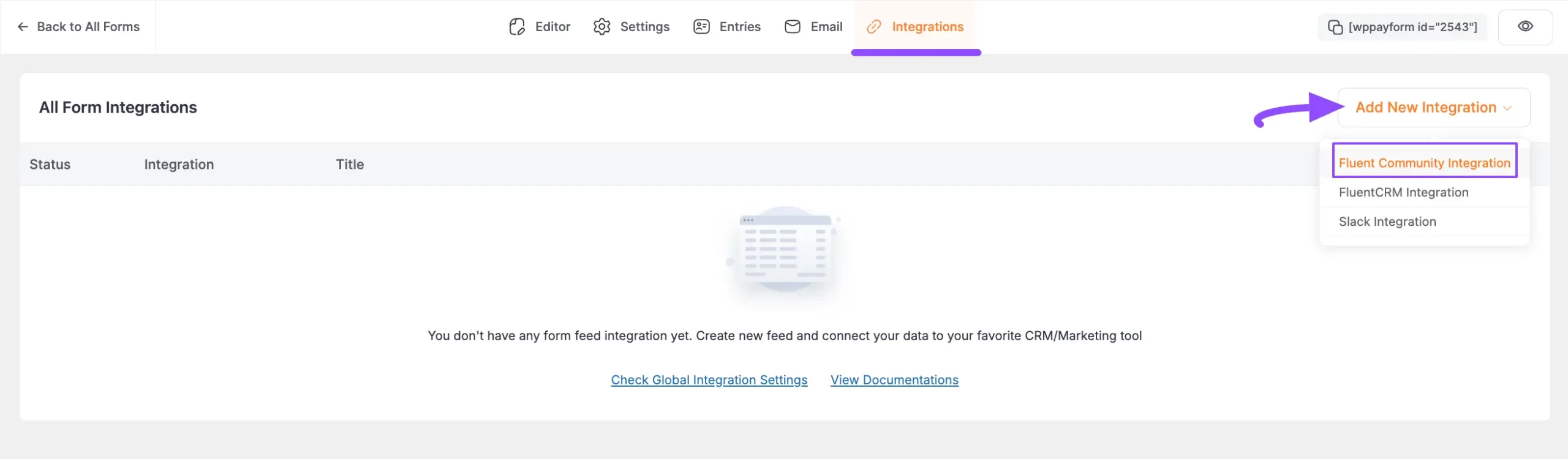 Adding the FluentCommunity Integration feed