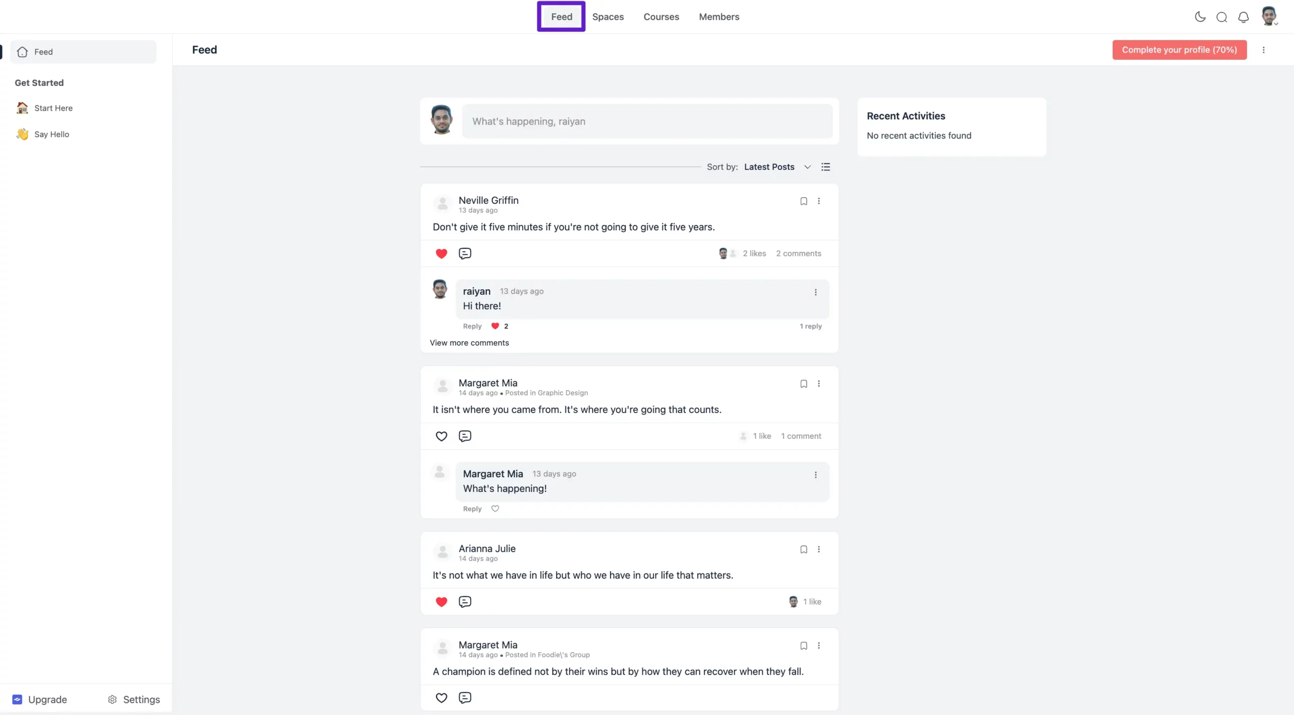 FluentCommunity BuddyBoss Migration - Feed preview