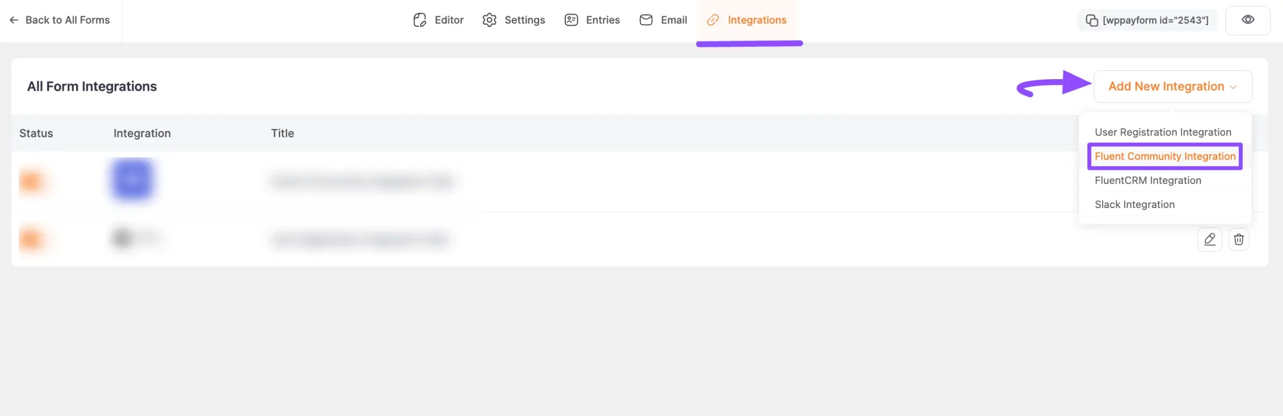 Adding the FluentCommunity Integration to a Paymattic form