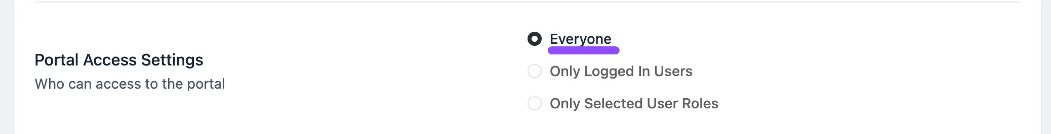 The Portal Access Settings section