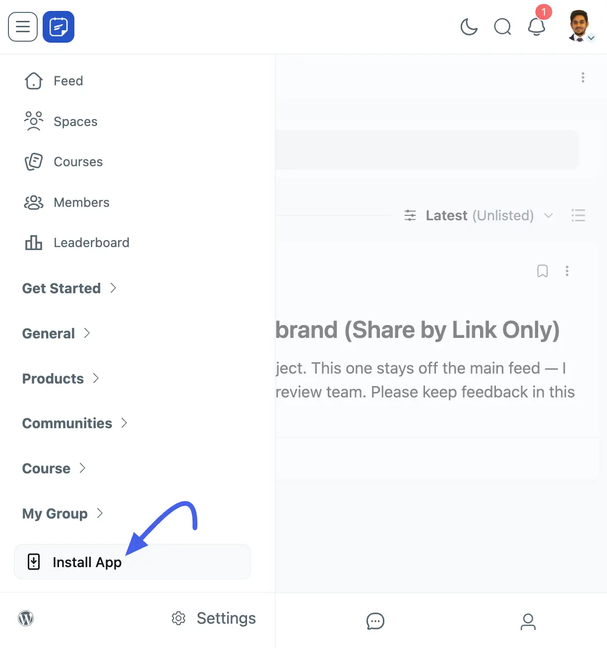 Install App entry