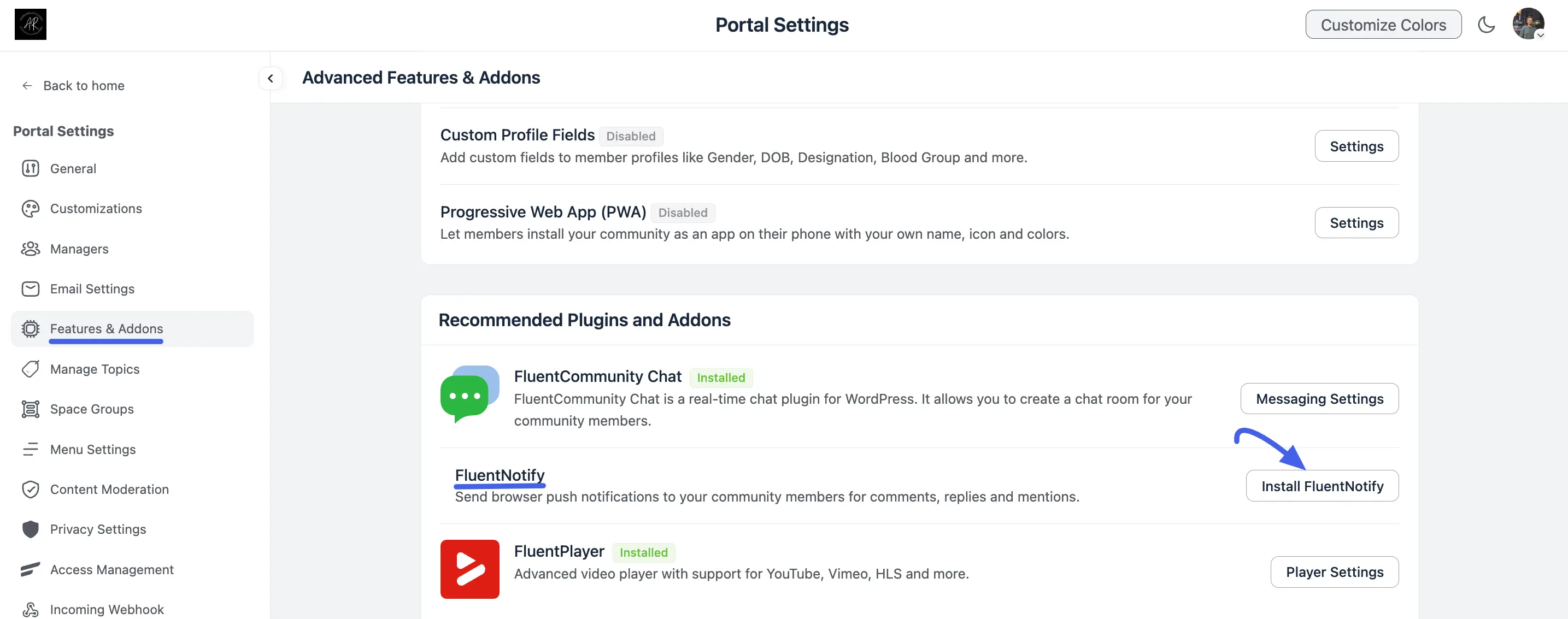 Install FluentNotify button