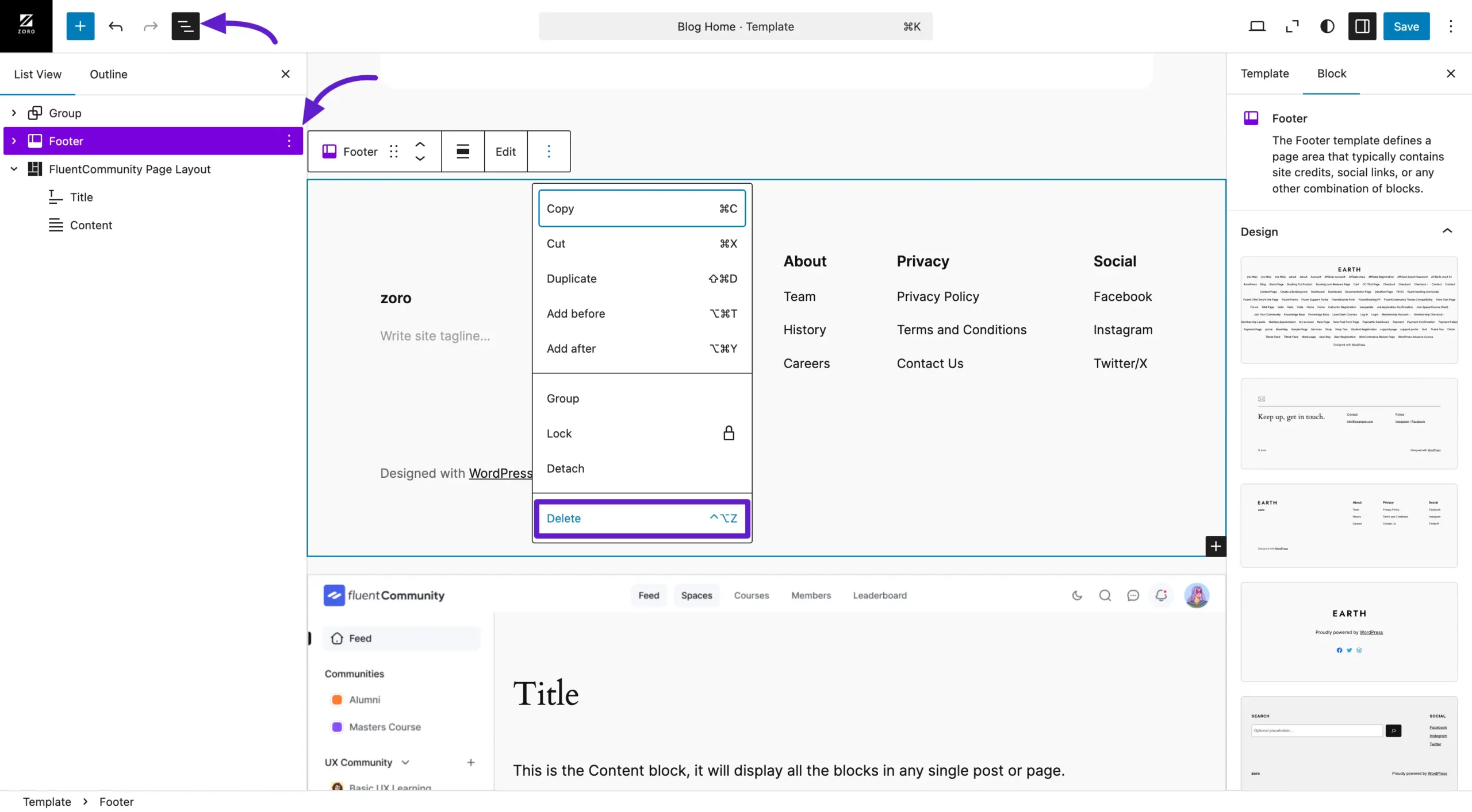 Removing sections using the Layer view