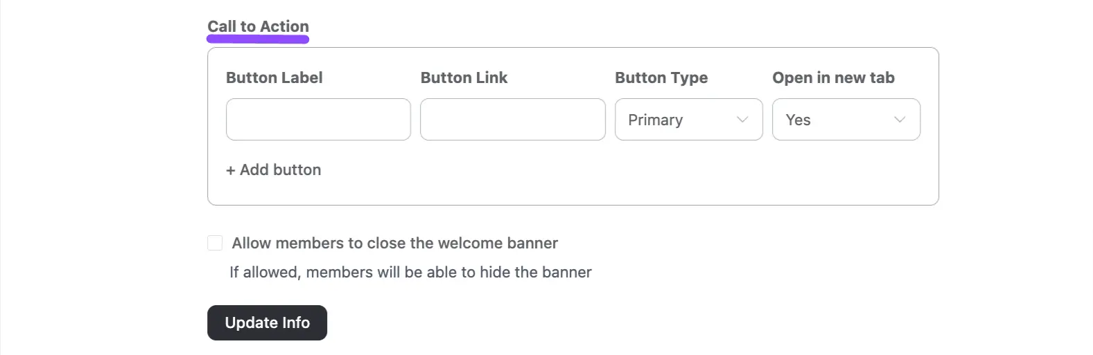 Adding call-to-action buttons to the banner
