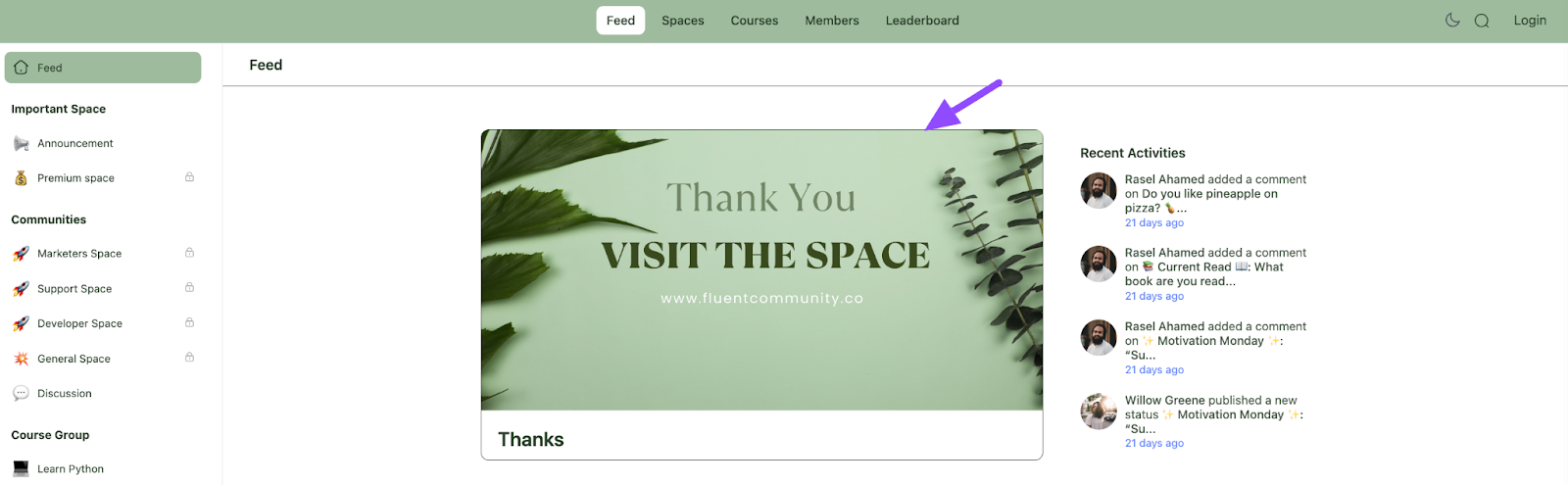 The Welcome Banner as seen by logged-out visitors