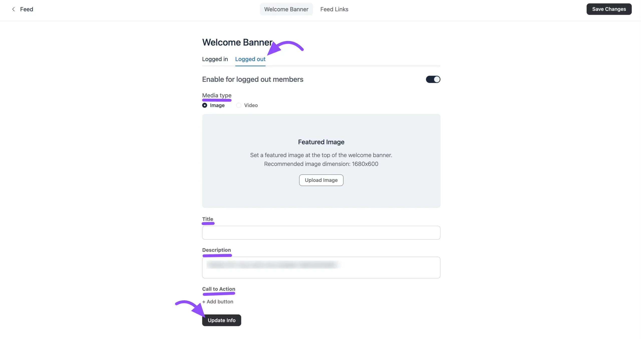 Configuring the banner for logged-out visitors
